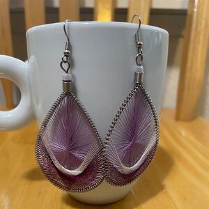Lavender boho style threaded earrings